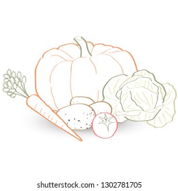 Abstract Simple Art Hand Drawing Vegetable Background