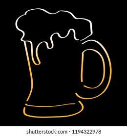 Abstract Simple Art Handmade Drawing Beer Mug Isolated on Black