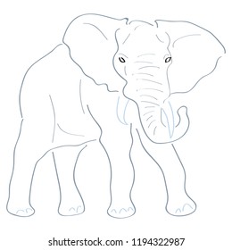 Abstract Simple Art Handmade Drawing Elephant Isolated on White