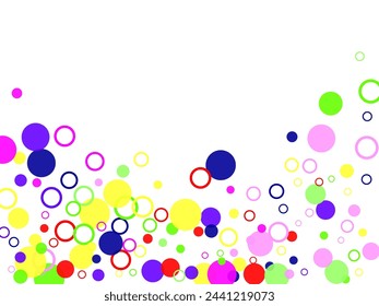 Abstract simple background with beautiful multi-colored circles or balls in flat style like paint bubbles in water.  Red Flying Background Color.