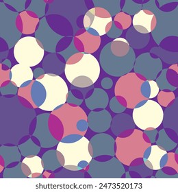 Abstract simple background with beautiful multi-colored circles or balls in flat style like paint bubbles in water.   Seamless Graphic Blob. Geometric Ink Dot Pattern