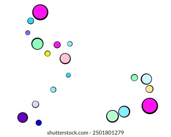 Abstract simple background with beautiful multi-colored circles or balls in flat style like paint bubbles in water.  Broken Glass Explosive Effect.