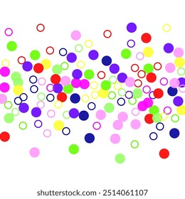 Abstract simple background with beautiful multi-colored circles or balls in flat style like paint bubbles in water.  Volumetric background, vector.