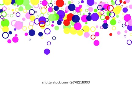 Fundo simples abstrato com círculos ou bolas multicoloridas bonitas em estilo plano como bolhas de tinta na água.  Fundo verde. papel de parede azul. bolas de espuma.