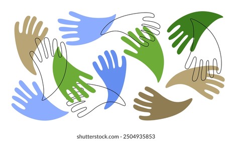 Abstract simple background with hands. Concept of charity, help, support and people connections. Vector file.
