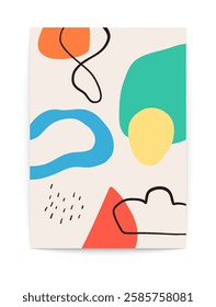 Abstract simple background. Minimal retro poster geometric pattern with stripes dots and lines, contemporary playful texture. Vector modern illustration.