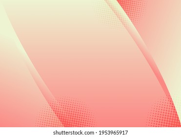 Abstract simple background pink and yellow gradient color curve line layered with halftone minimal style. Vector illustration