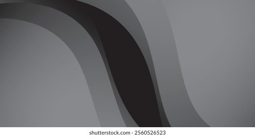 Abstract with simple background White and black wave wide banner.