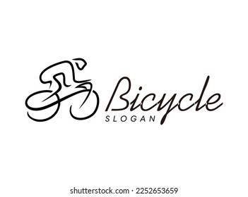 Abstract Simple bicycle road bike logo or cycling race design vector