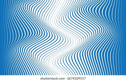 abstract simple big to small blue line wave pattern can be used background.