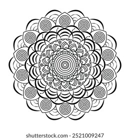 Abstract simple black ad white line mandala.