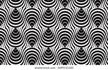 abstract simple black big to small circle line repeat pattern art can be used background.