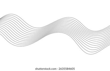 El arte de línea de onda de mezcla negra simple abstracta se puede usar como fondo.