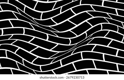 abstract simple black brick wall wave pattern for banner poster background.