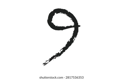 abstract simple black brush number 9 icon design.