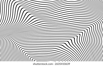 abstract simple black circular line wave pattern can be used background.