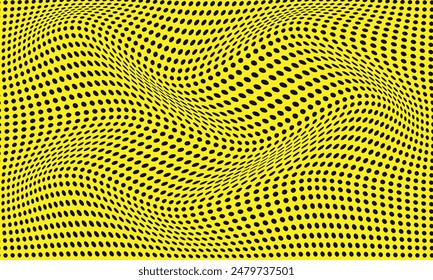 abstract simple black dot wavy pattern on yellow can be used background.