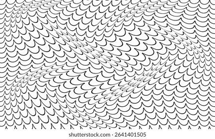 abstract simple black fish scale wave pattern art can be used background.