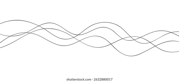 abstract simple black four wavy thin line design can be used background.