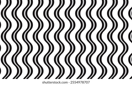 abstract simple black grey smooth wavy lines pattern can be used background.