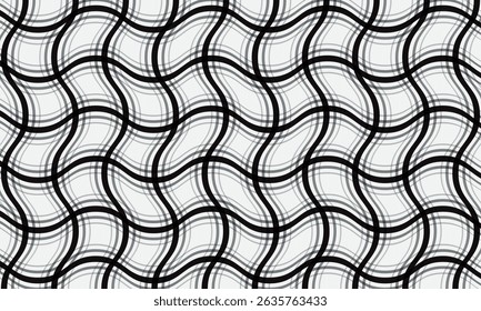 abstract simple black grey smooth wave line plaid pattern can be used background.