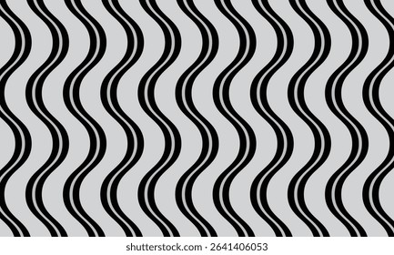 abstract simple black grey smooth wave line pattern art can be used background.