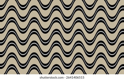 abstract simple black grey smooth wave line pattern on brown can be used background.