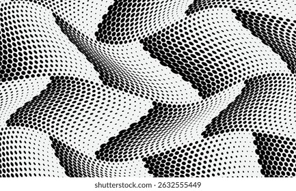 abstract simple black halftone dot repeat wave pattern art can be used background.