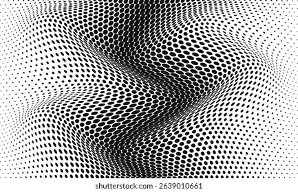 abstract simple black halftone dot wave pattern art can be used background.
