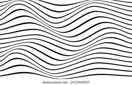 abstract simple black horizontal wave line pattern can be used background.