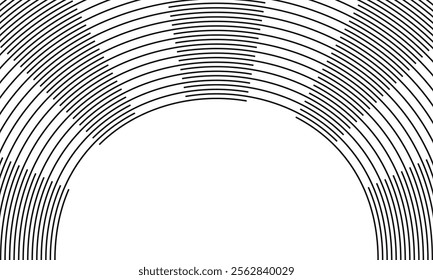 abstract simple black irregular line arc pattern can be used background.