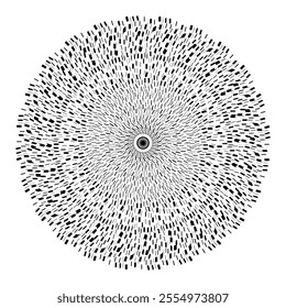 Abstract simple black line spiral mandala design in white background.