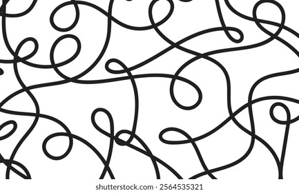 abstract simple black noodle pasta curvy pattern can be used background.