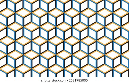 El patrón de cubo de línea azul naranja negro simple abstracto se puede usar como fondo, Fondo de pantalla, ropa, envolturas.