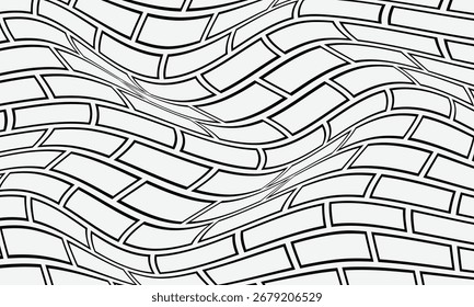 abstract simple black outline brick wall pattern on grey for banner poster background.