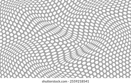abstract simple black outline hexagon wave pattern can be used background.