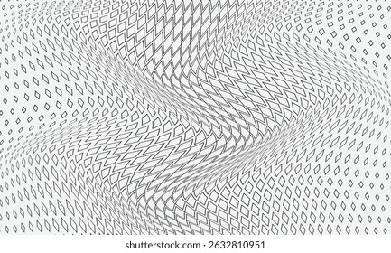 abstract simple black outline rhombus halftone wave pattern can be used background.