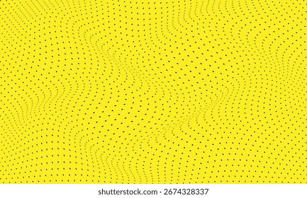 Resumen simple patrón de onda de lunares negros en amarillo se puede utilizar de fondo.
