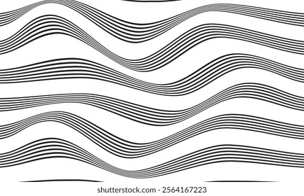 abstract simple black thin line wave pattern art can be used background.