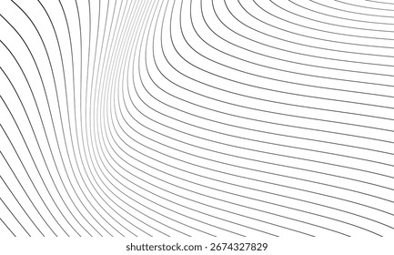 abstract simple black thin line wave pattern can be used background.