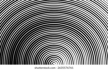 abstract simple black thin to thick circular line pattern can be used background.