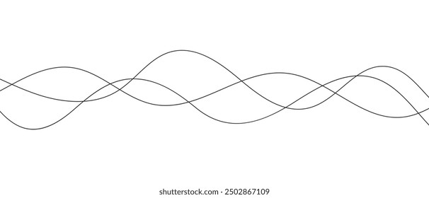 abstract simple black three wavy thin line can be used background.