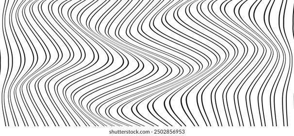 abstract simple black vertical double thin line wave pattern can be used background.