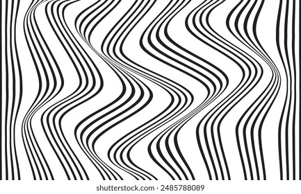 abstract simple black wave line design can be used background.