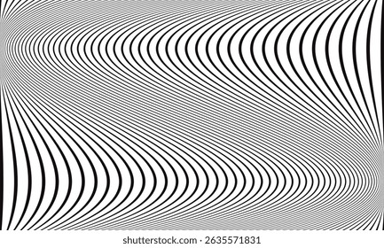 abstract simple black wave line pattern art can be used background.