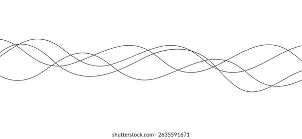 abstract simple black wave line art can be used background.