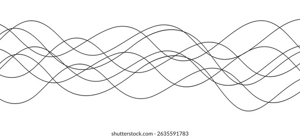 abstract simple black wave line design can be used background.