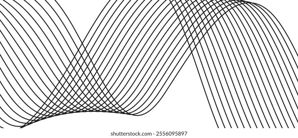 abstract simple black wave lines vector design can be used background.