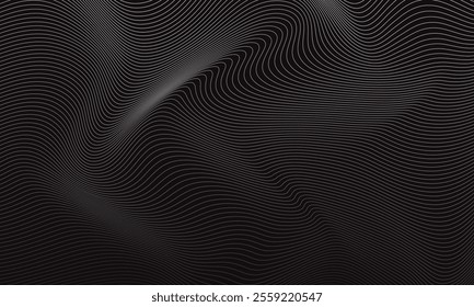 abstract simple black white blend line wavy design on dark can be used background.