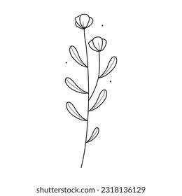Abstract Simple Black White Flowers. Elements of decoration and design.